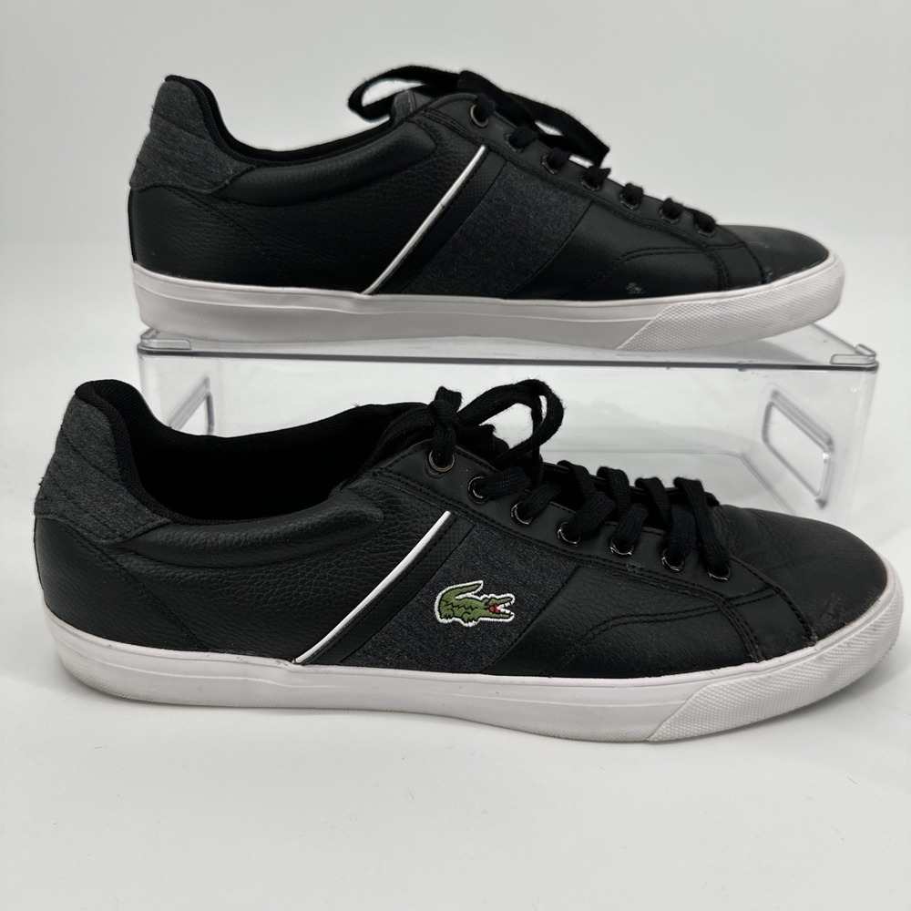 Lacoste Fairlead CSU Sneakers Shoes Men's Size 12 Black Leather Low Top